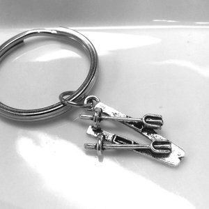 Miniature Skis Charm Keyring Keychain